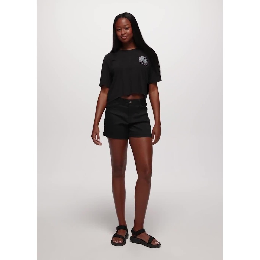 prAna Halle Short Plus II ReZion Black Hiking Outdoor Travel Gorpcore Womens 20W